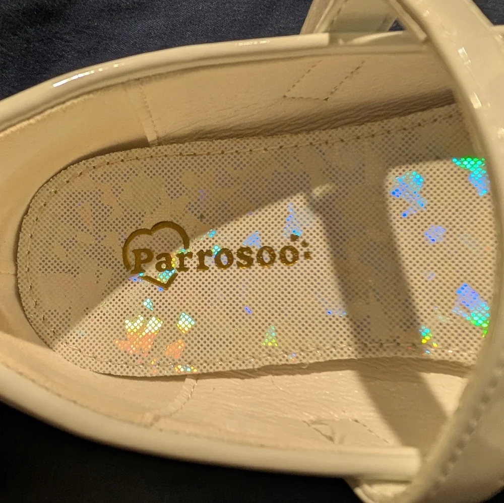 Parrosoo Pearl Flower White Girls‎ Dress Shoes - Size 11
